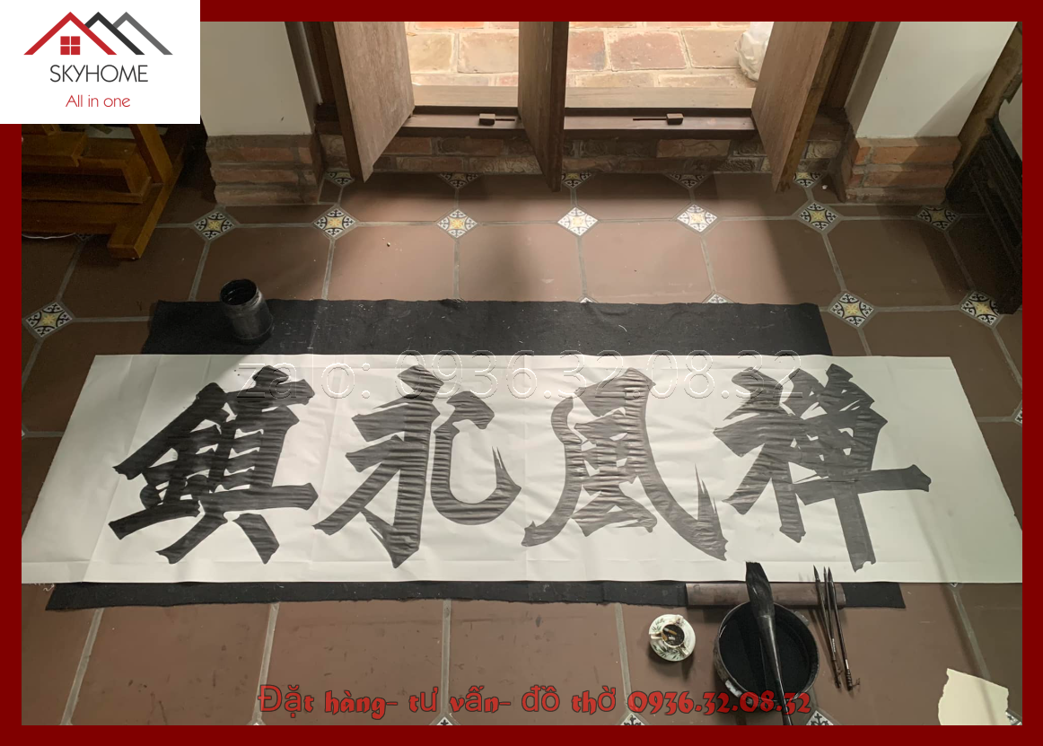 Hoành phi gỗ phòng thờ chữ Thiền phong vĩnh trấn cho nhà Tổ